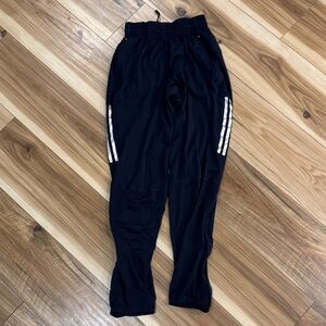 Adidas Black Track Pants with White Stripes